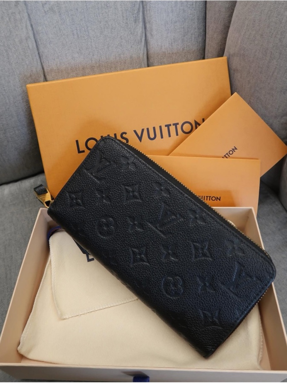 ❌SOLD❌Louis Vuitton Black Embossed Monogram Zip Wallet